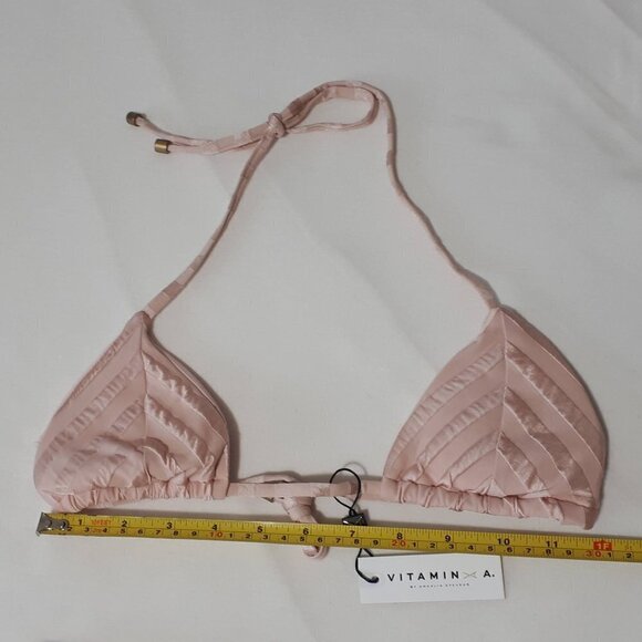 NWT Vitamin A blush pink & stripe triangle bikini top & reversible bottom set, 4 - Picture 8 of 11